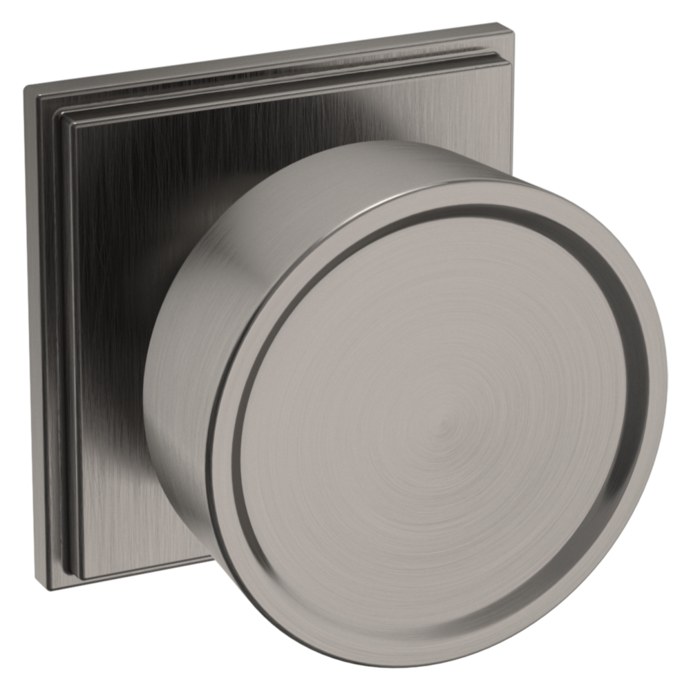 Baldwin K009 Hollywood Hills Knob Set with R050 Rose Lifetime (PVD) Graphite Nickel / Privacy / Reversible