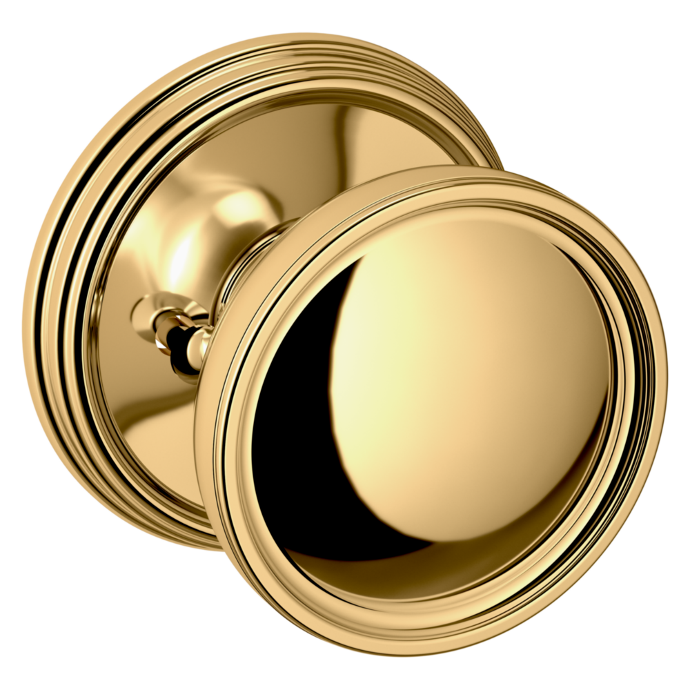 Baldwin K012 Tulip Knob Set with 5078 Rose Lifetime (PVD) Polished Brass / Privacy / Reversible