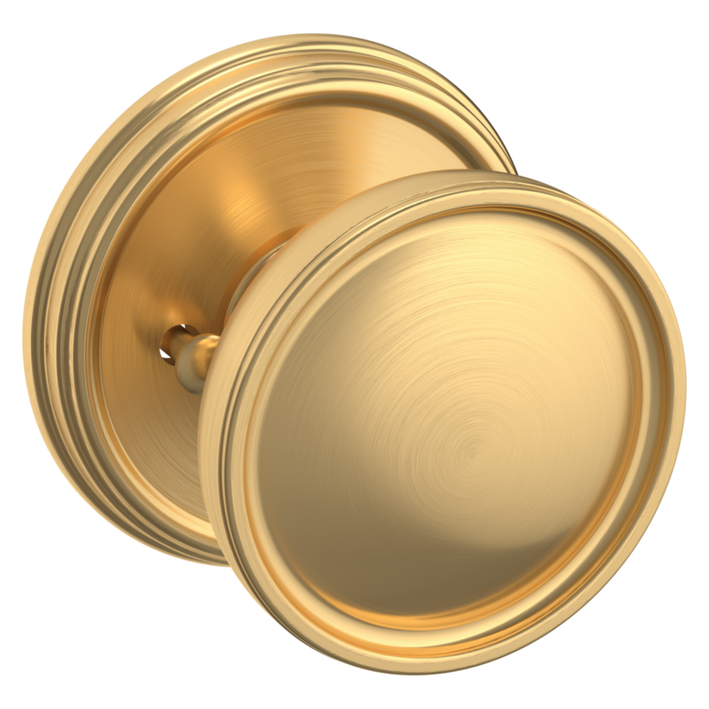 Baldwin K012 Tulip Knob Set with 5078 Rose Lifetime (PVD) Satin Brass / Privacy / Reversible