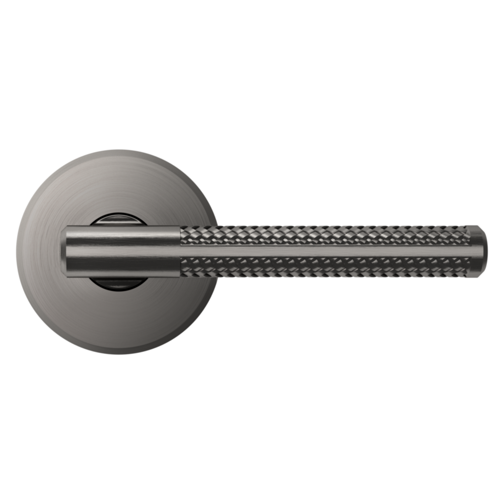 Baldwin L015 Contemporary Straight Lever Set with R016 Rose Lifetime (PVD) Graphite Nickel / Passage / Reversible