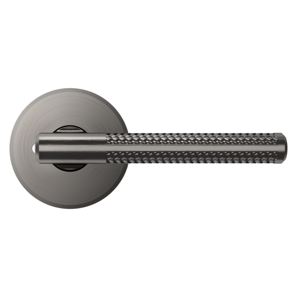 Baldwin L015 Contemporary Straight Lever Set with R016 Rose Lifetime (PVD) Graphite Nickel / Privacy / Reversible