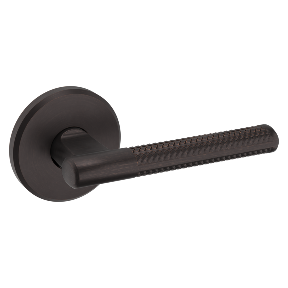 Baldwin L015 Contemporary Straight Lever Set with R016 Rose Venetian Bronze / Passage / Reversible