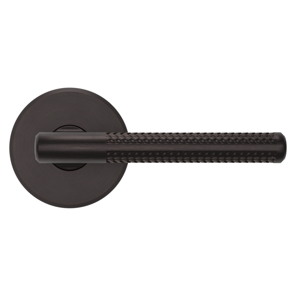 Baldwin L015 Contemporary Straight Lever Set with R016 Rose Venetian Bronze / Passage / Reversible