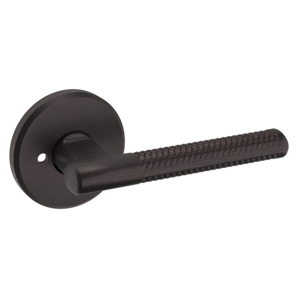 Baldwin L015 Contemporary Straight Lever Set with R016 Rose Venetian Bronze / Privacy / Reversible