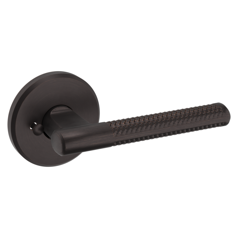 Baldwin L015 Contemporary Straight Lever Set with R016 Rose Venetian Bronze / Privacy / Reversible