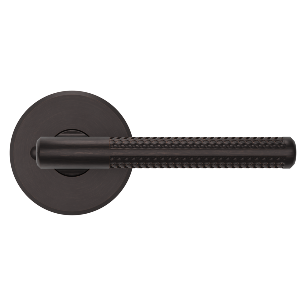 Baldwin L015 Contemporary Straight Lever Set with R016 Rose Venetian Bronze / Privacy / Reversible