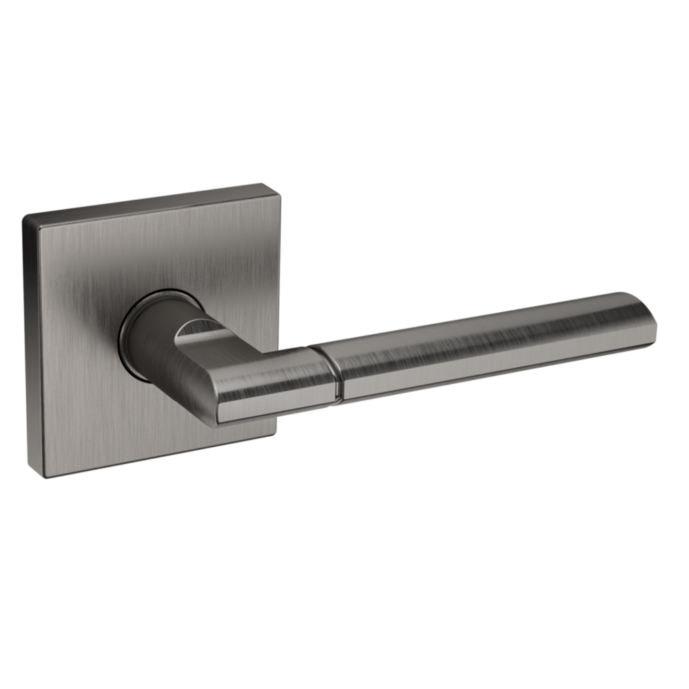 Baldwin L021 Contemporary Straight Lever Set with R017 Rose Lifetime (PVD) Graphite Nickel / Passage / Reversible