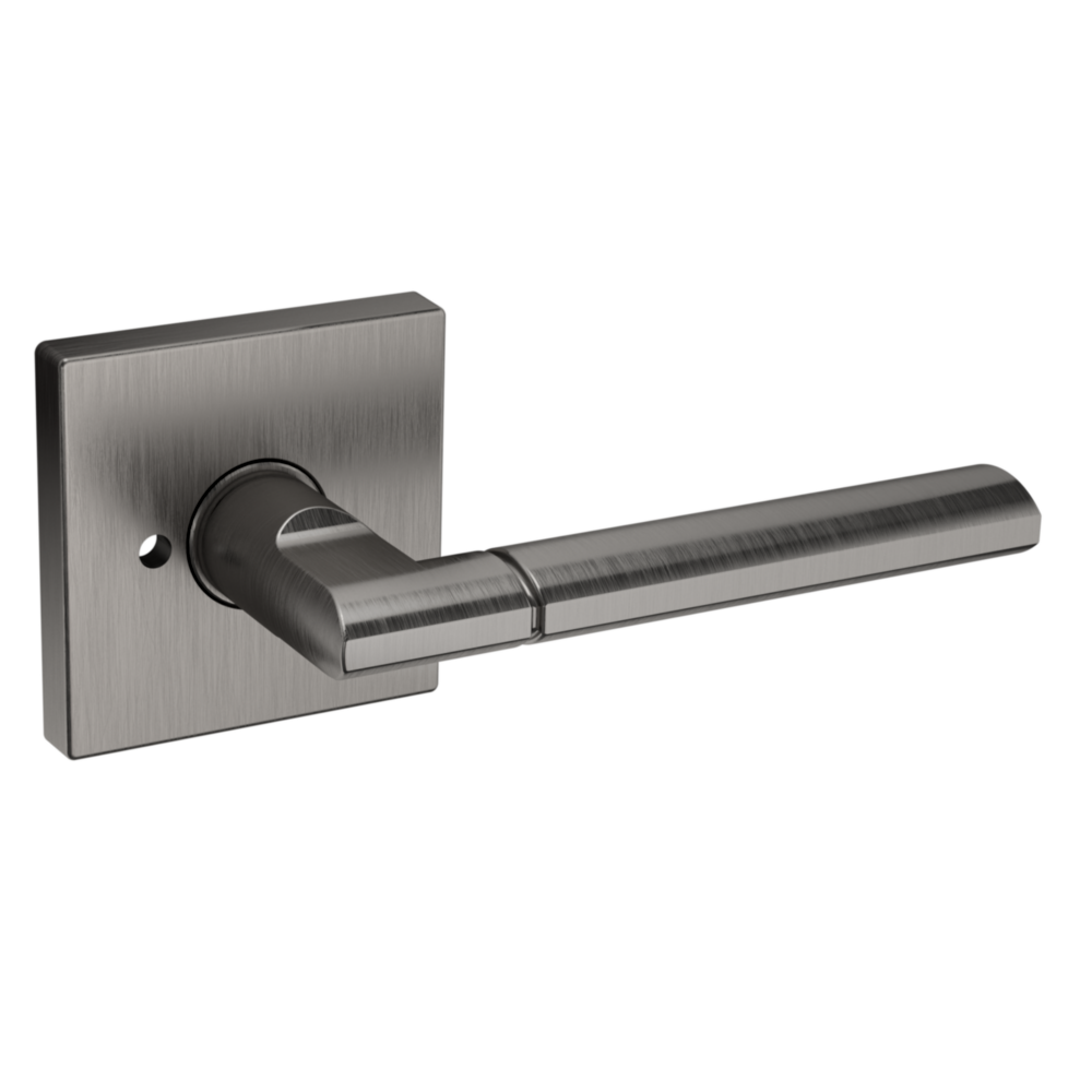 Baldwin L021 Contemporary Straight Lever Set with R017 Rose Lifetime (PVD) Graphite Nickel / Privacy / Reversible