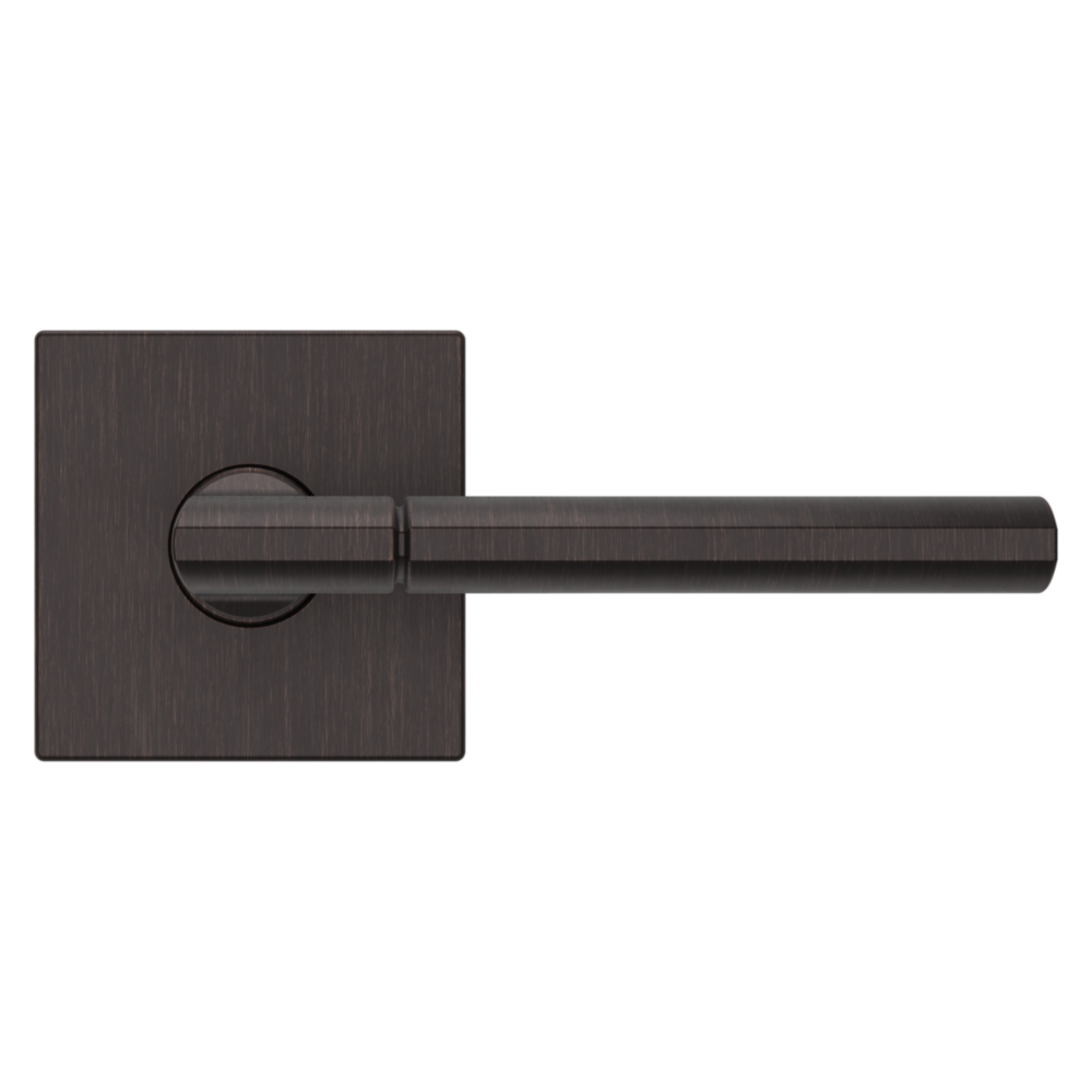 Baldwin L021 Contemporary Straight Lever Set with R017 Rose Venetian Bronze / Passage / Reversible