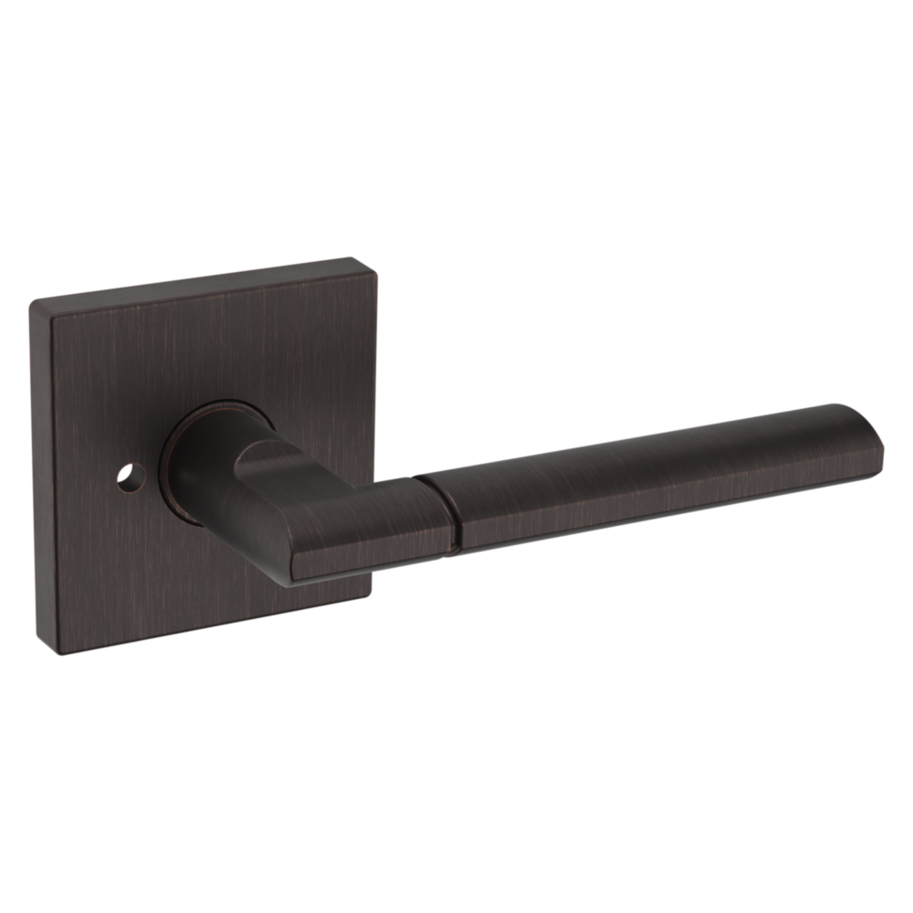 Baldwin L021 Contemporary Straight Lever Set with R017 Rose Venetian Bronze / Privacy / Reversible