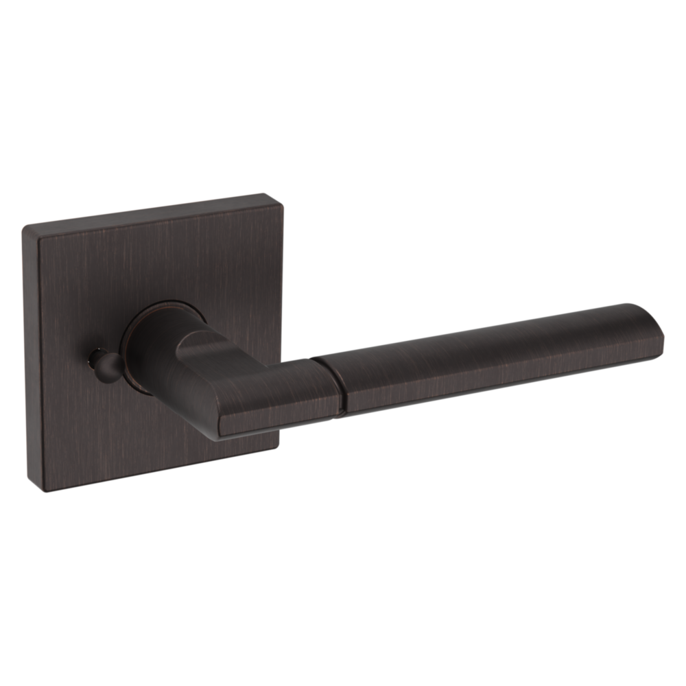 Baldwin L021 Contemporary Straight Lever Set with R017 Rose Venetian Bronze / Privacy / Reversible