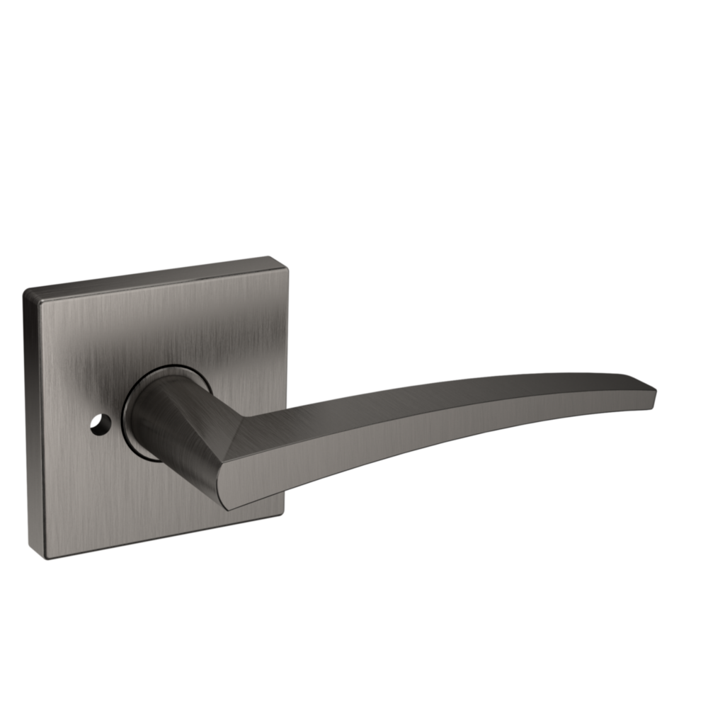 Baldwin L022 Contemporary Straight Lever Set with R017 Rose Lifetime (PVD) Graphite Nickel / Privacy / Reversible