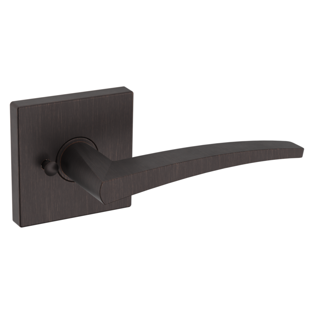 Baldwin L022 Contemporary Straight Lever Set with R017 Rose Venetian Bronze / Privacy / Reversible