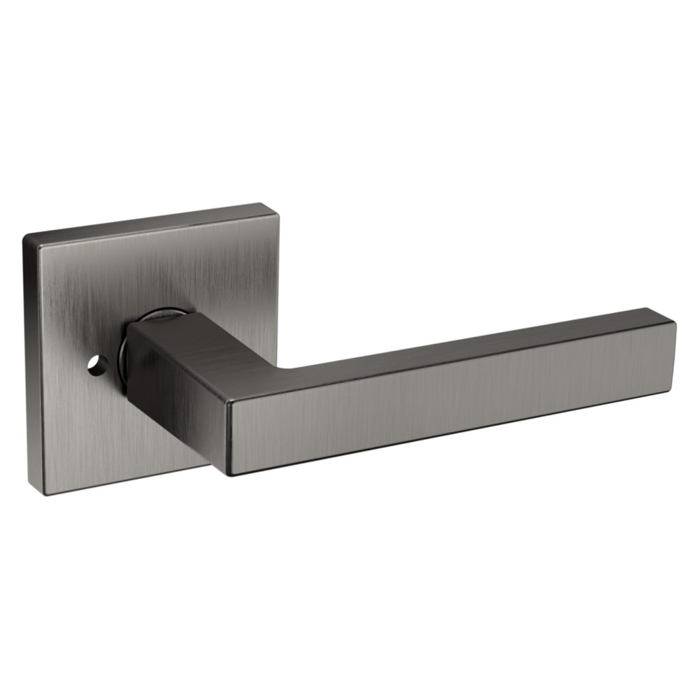 Baldwin L023 Contemporary Straight Lever Set with R017 Rose Lifetime (PVD) Graphite Nickel / Privacy / Reversible