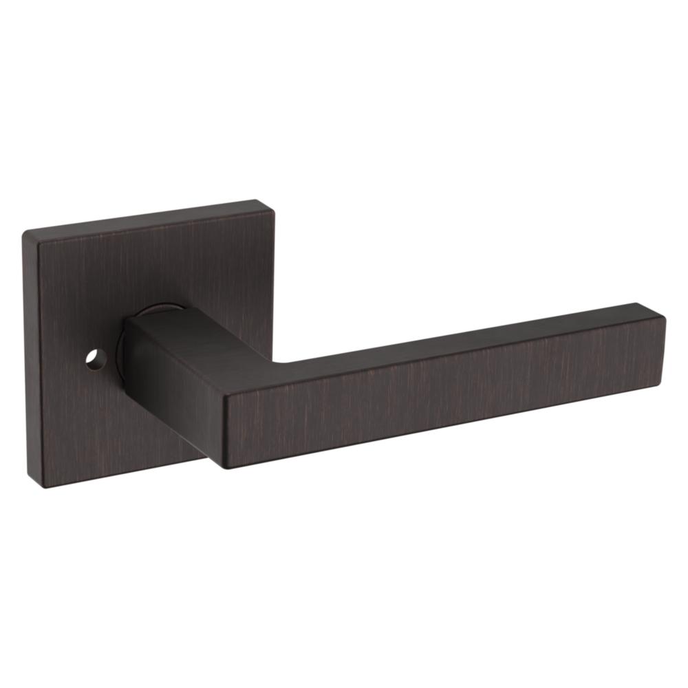 Baldwin L023 Contemporary Straight Lever Set with R017 Rose Venetian Bronze / Privacy / Reversible