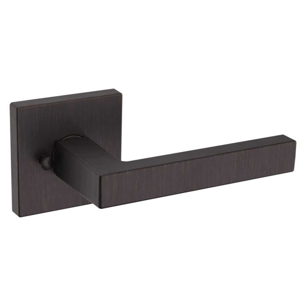 Baldwin L023 Contemporary Straight Lever Set with R017 Rose Venetian Bronze / Privacy / Reversible