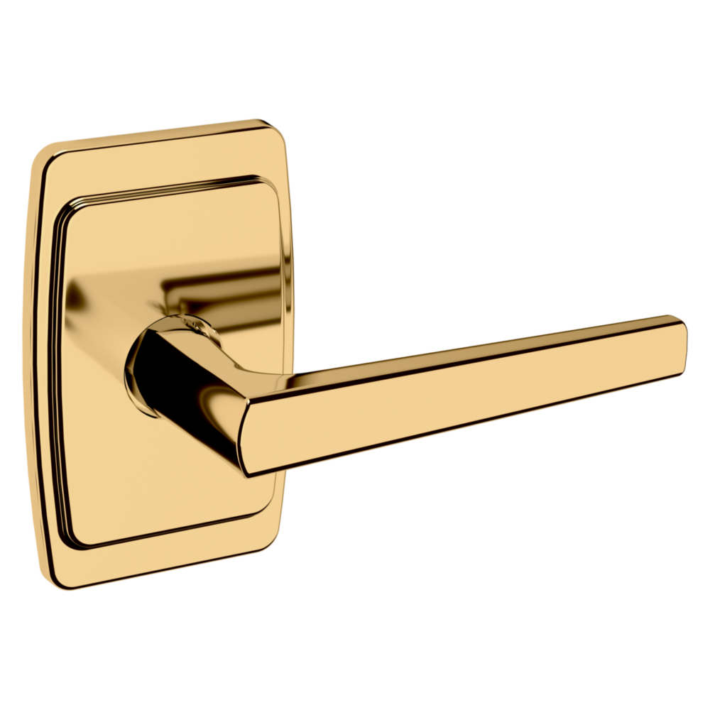 Baldwin L024 Palm Springs Lever Set with R046 Rose Lifetime (PVD) Polished Brass / Passage / Reversible
