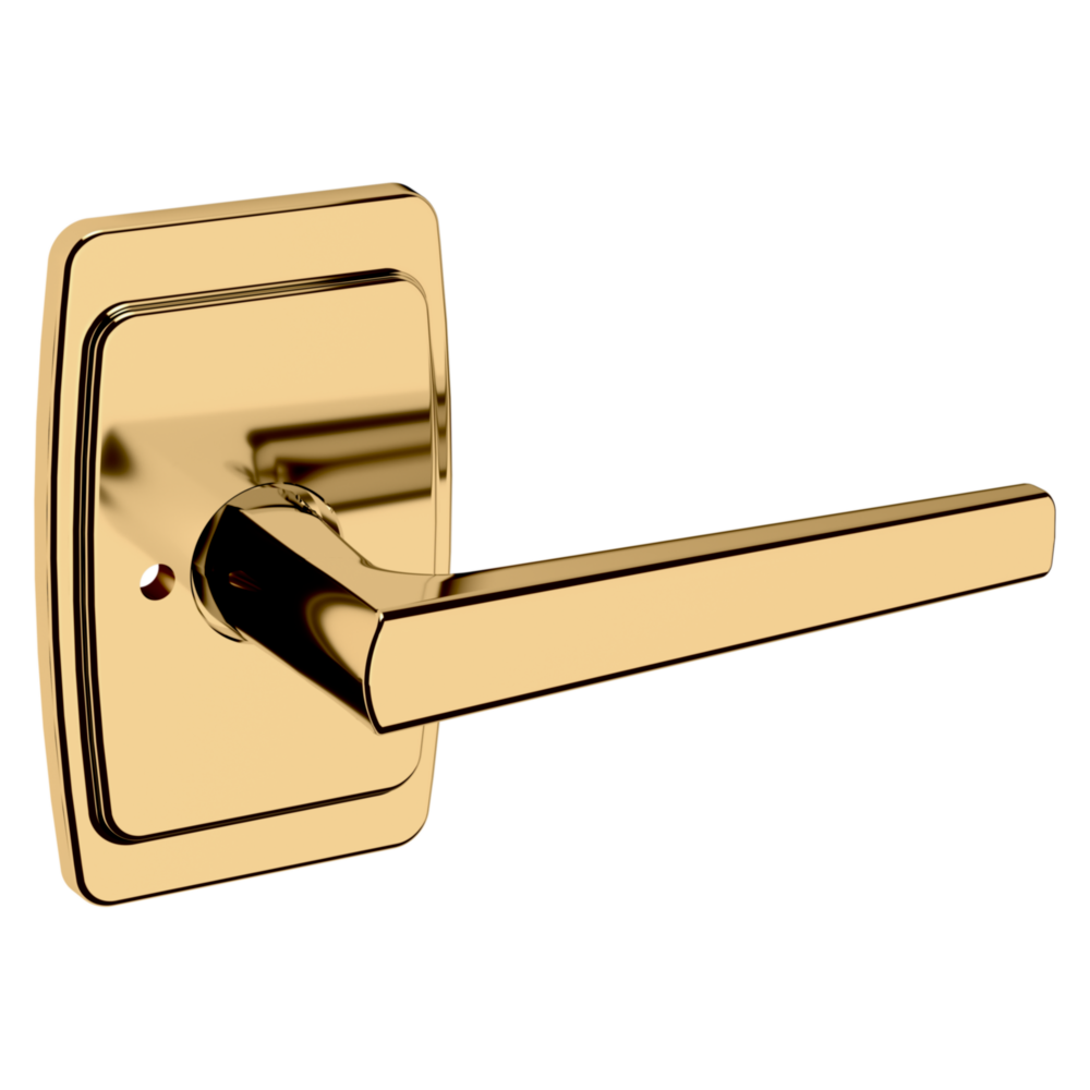 Baldwin L024 Palm Springs Lever Set with R046 Rose Lifetime (PVD) Polished Brass / Privacy / Reversible