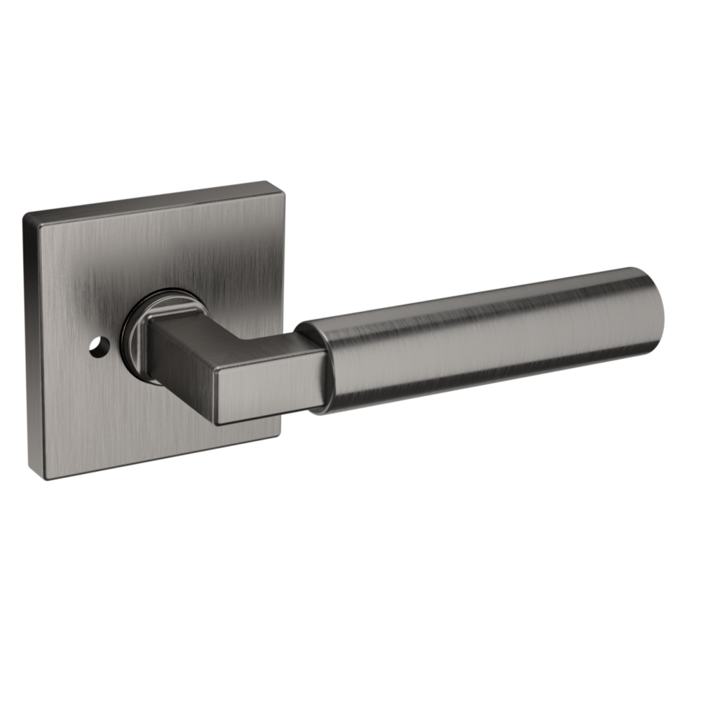 Baldwin L029 Gramercy Lever Set with R017 Rose   Lifetime (PVD) Graphite Nickel / Privacy / Reversible