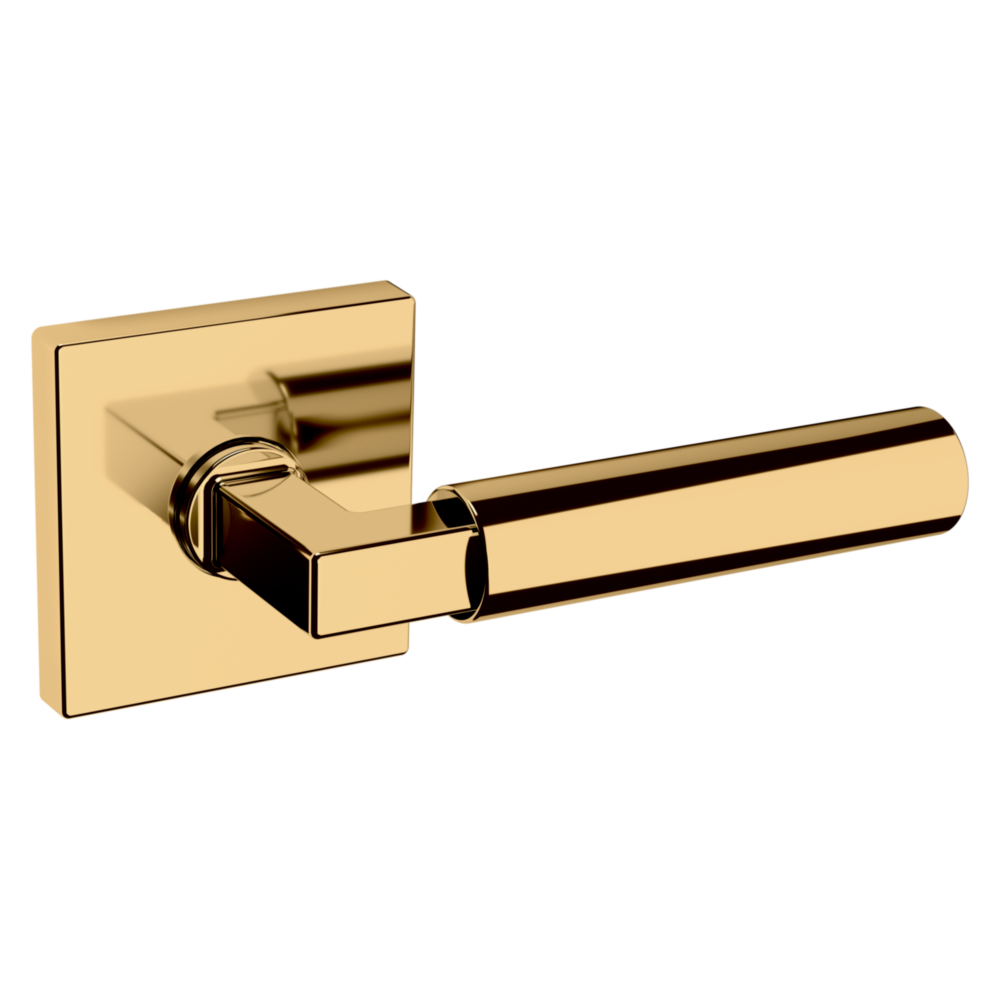 Baldwin L029 Gramercy Lever Set with R017 Rose Lifetime (PVD) Polished Brass / Passage / Reversible