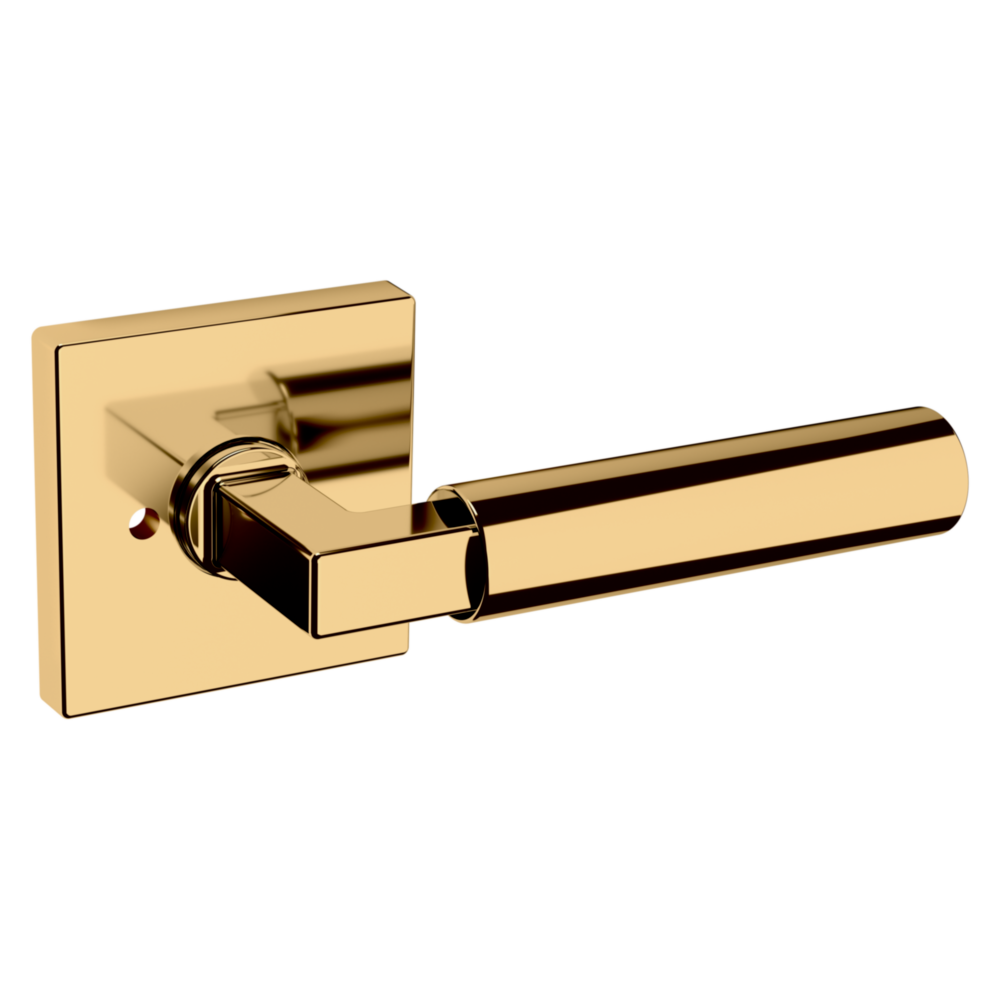 Baldwin L029 Gramercy Lever Set with R017 Rose Lifetime (PVD) Polished Brass / Privacy / Reversible
