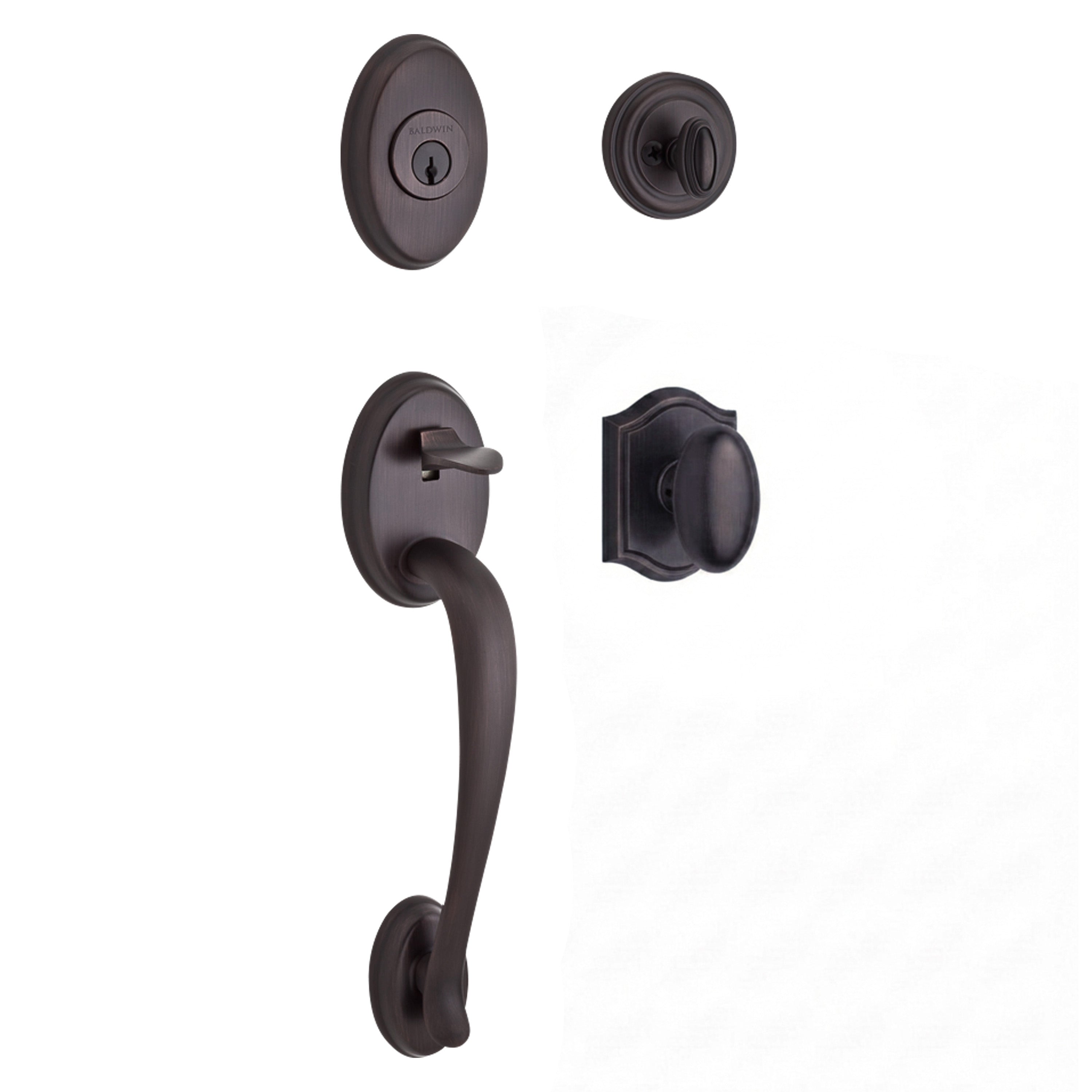 Baldwin Reserve Columbus Single Cylinder Handleset With Ellipse Knob