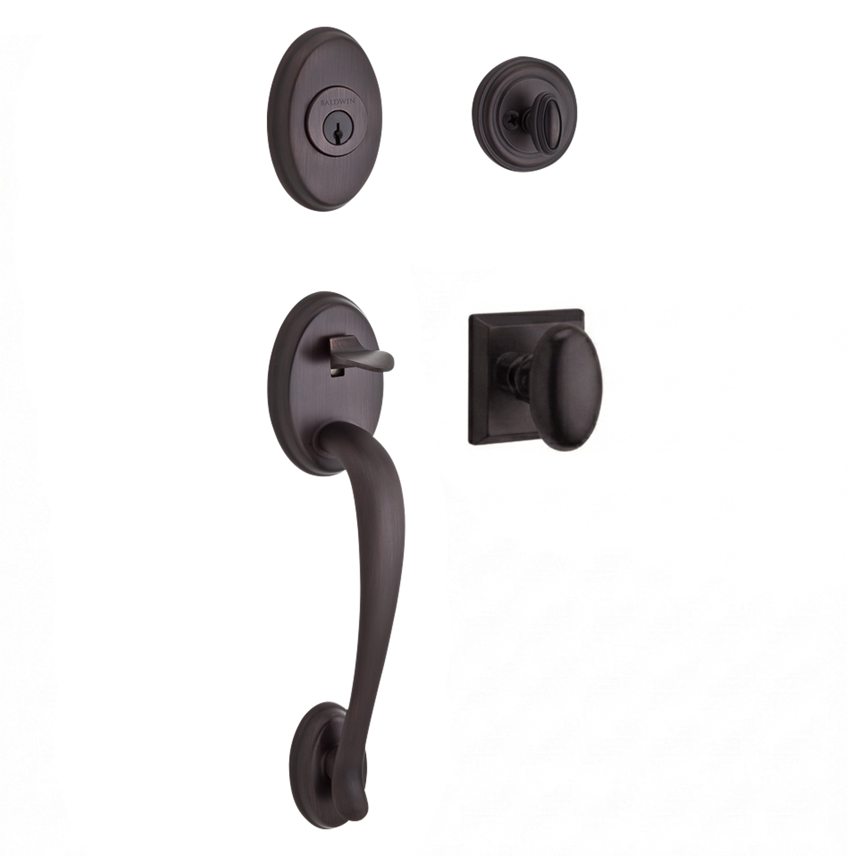 Baldwin Reserve Columbus Single Cylinder Handleset With Ellipse Knob