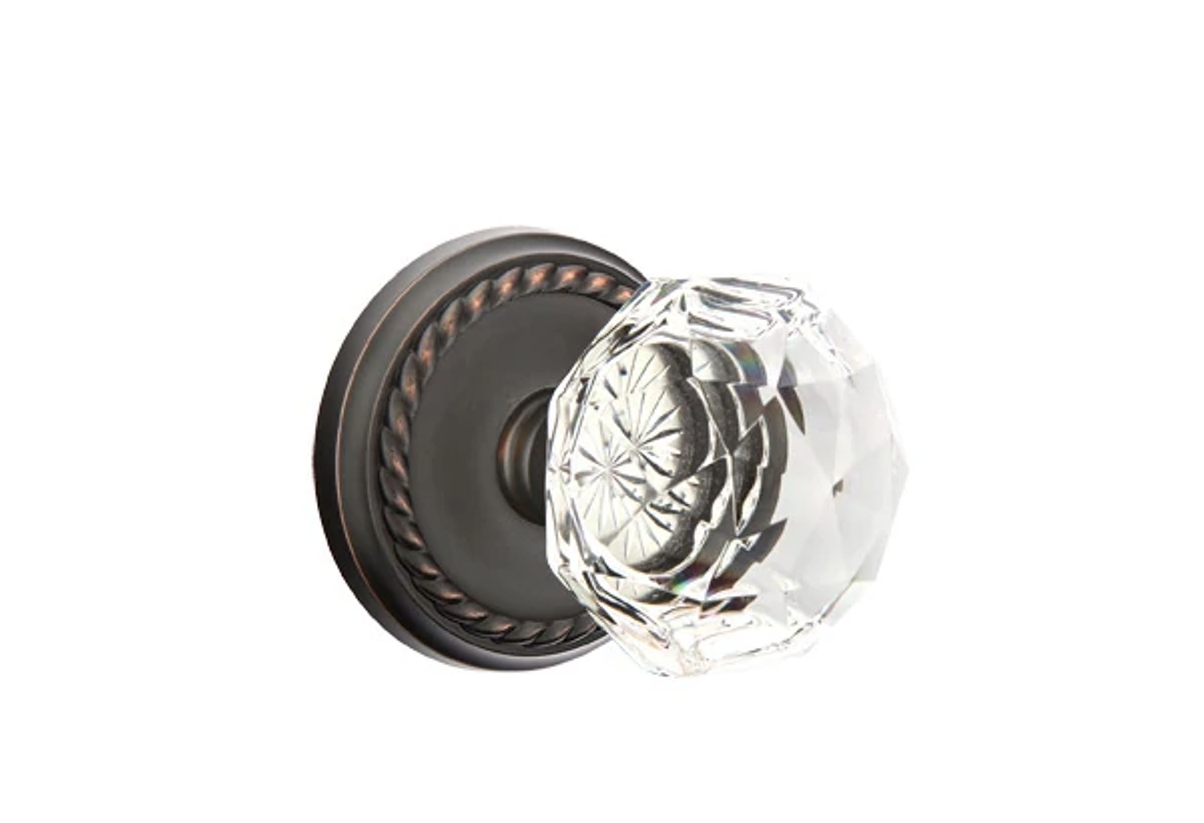 Emtek Diamond Glass Knob Set with Rope Rosette