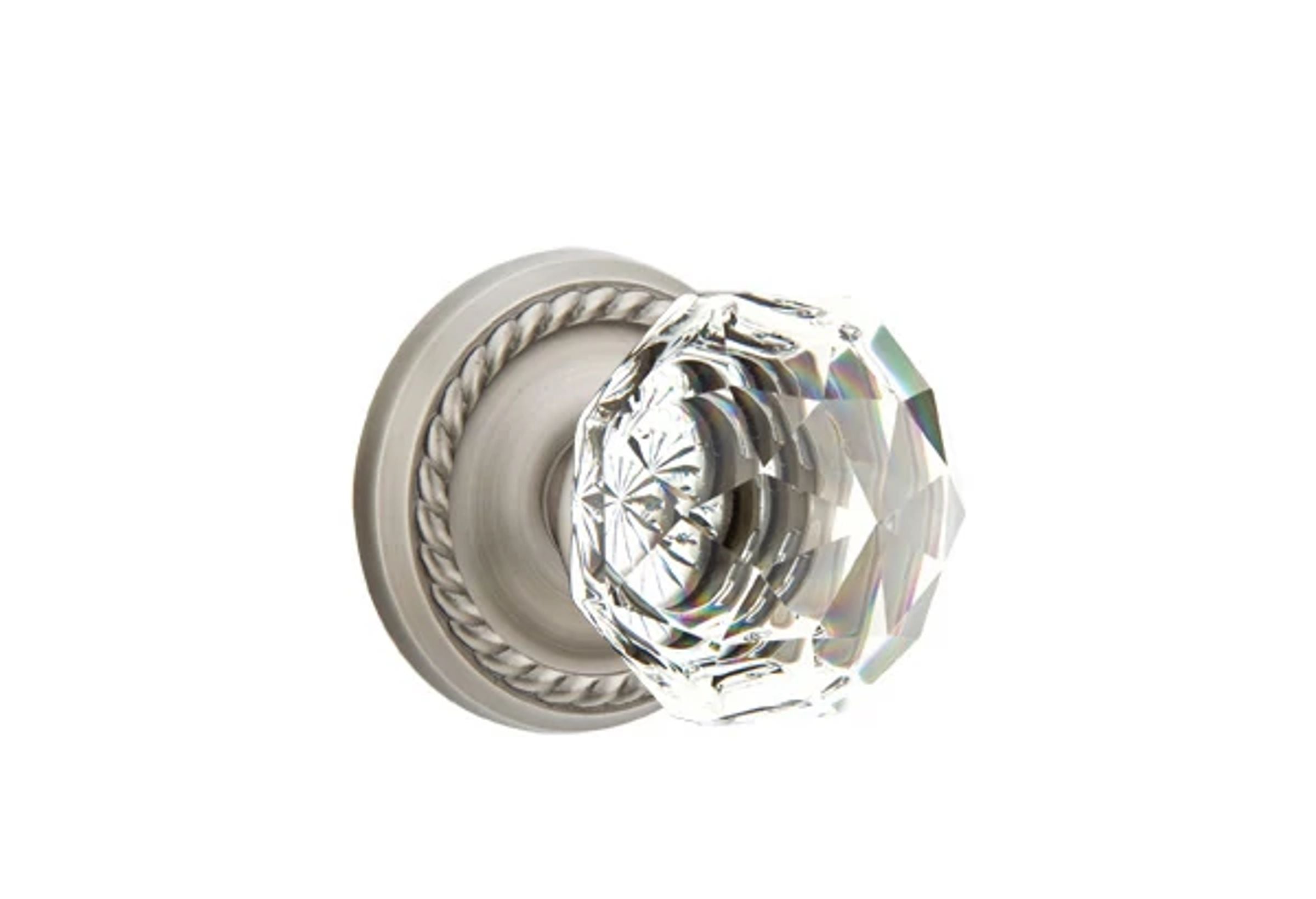 Emtek Concealed Fastener Diamond Glass Knob Set with Rope Rosette