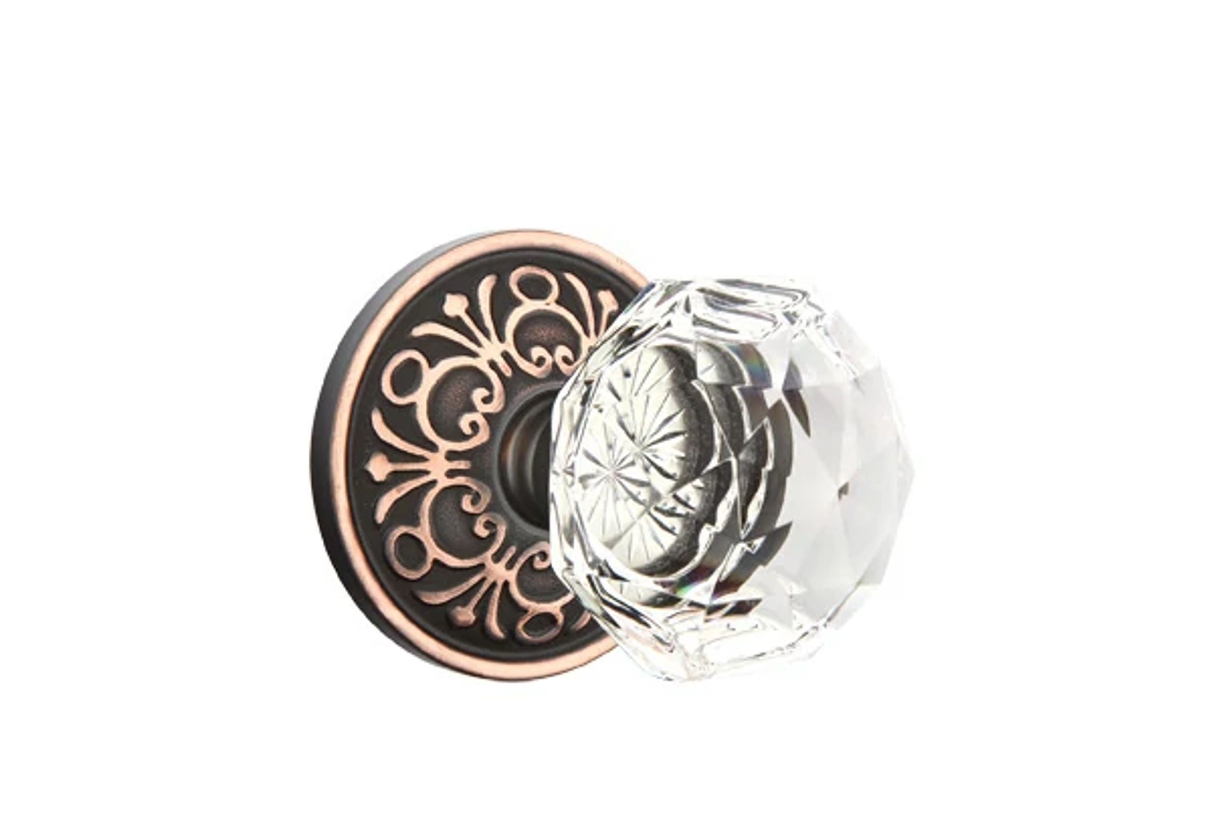 Emtek Concealed Fastener Diamond Glass Knob Set with Lancaster Rosette