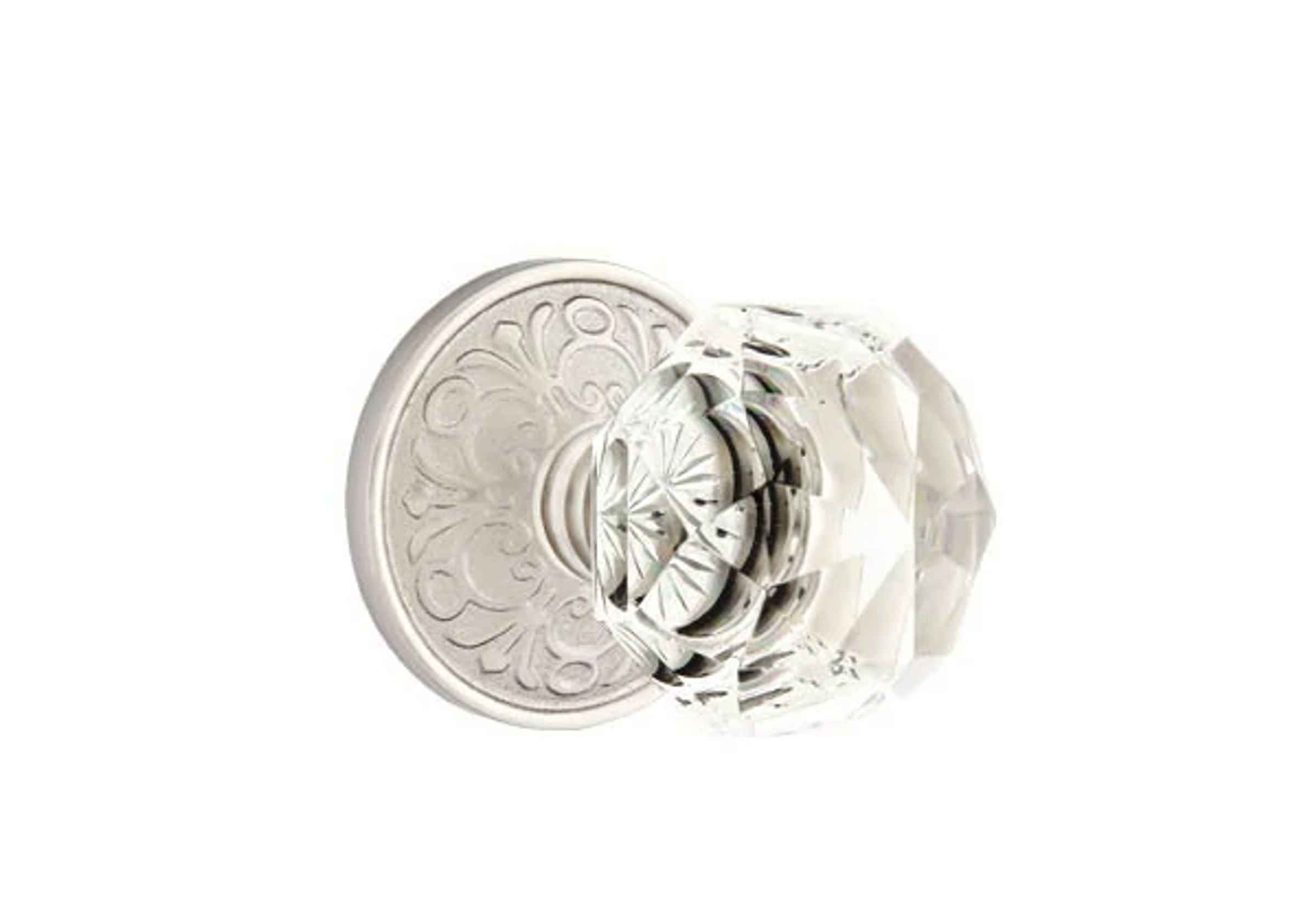 Emtek Diamond Glass Knob Set with Lancaster Rosette
