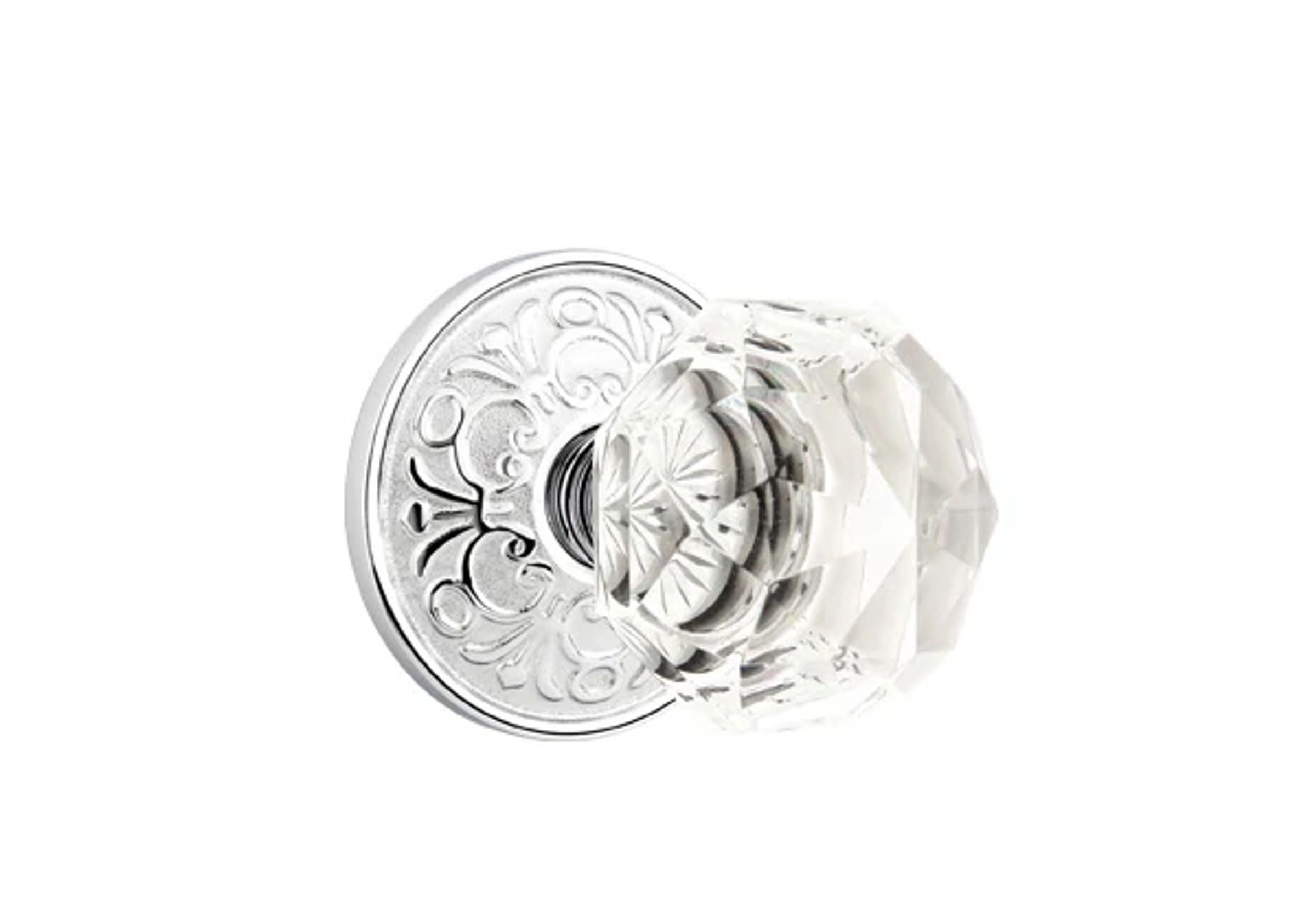 Emtek Concealed Fastener Diamond Glass Knob Set with Lancaster Rosette