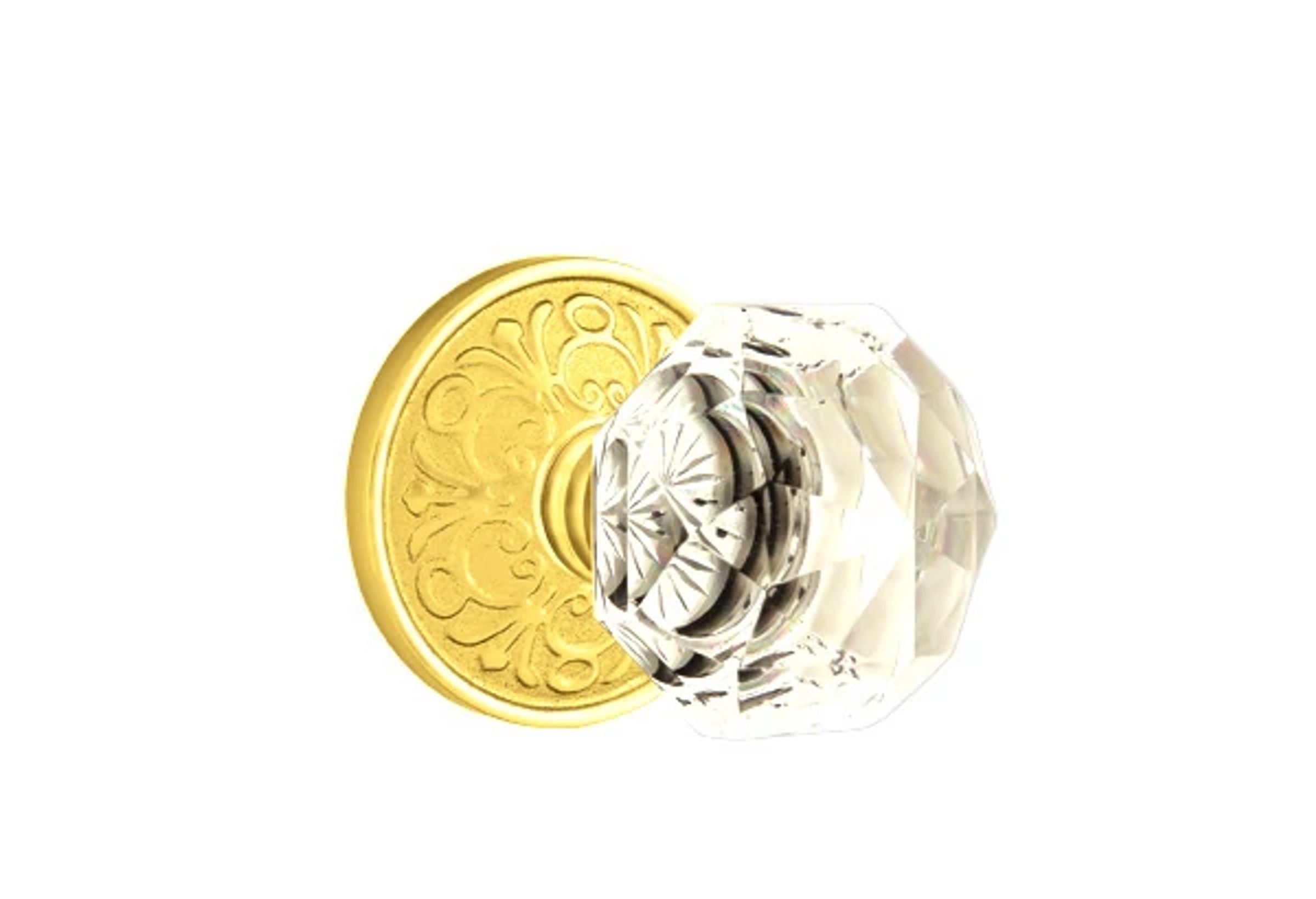 Emtek Concealed Fastener Diamond Glass Knob Set with Lancaster Rosette