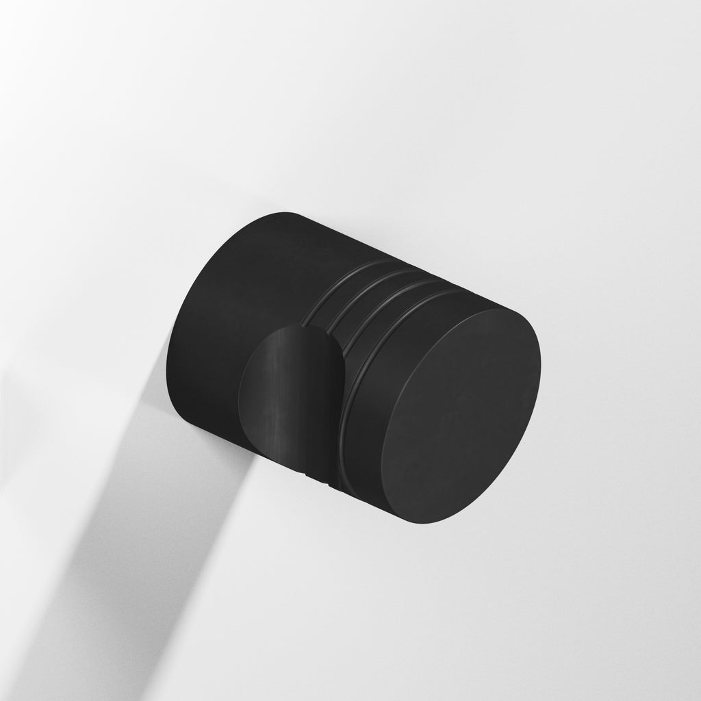 Colonial Bronze Series 105 1" Round Grooved Cabinet Knob Back-To-Back Shower Kit Matte Satin Black / 1"