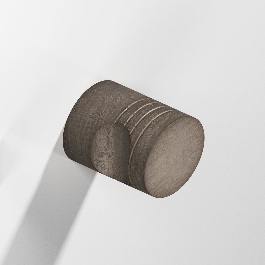Colonial Bronze Series 105 1" Round Grooved Cabinet Knob Back-To-Back Shower Kit Distressed Pewter / 1"