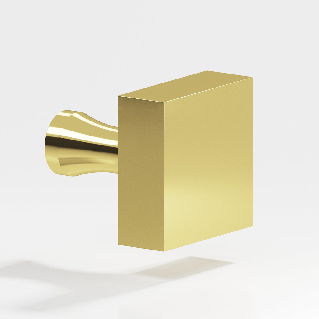 Colonial Bronze Series 122 1.5" Square Cabinet Knob With Flared Post Polished Brass / 1.5"