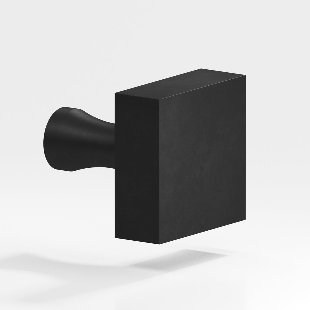 Colonial Bronze Series 122 1.5" Square Cabinet Knob With Flared Post Matte Satin Black / 1.5"