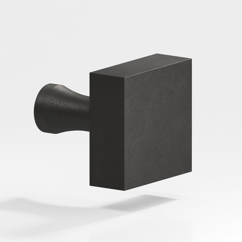 Colonial Bronze Series 122 1.5" Square Cabinet Knob With Flared Post Distressed Satin Black / 1.5"
