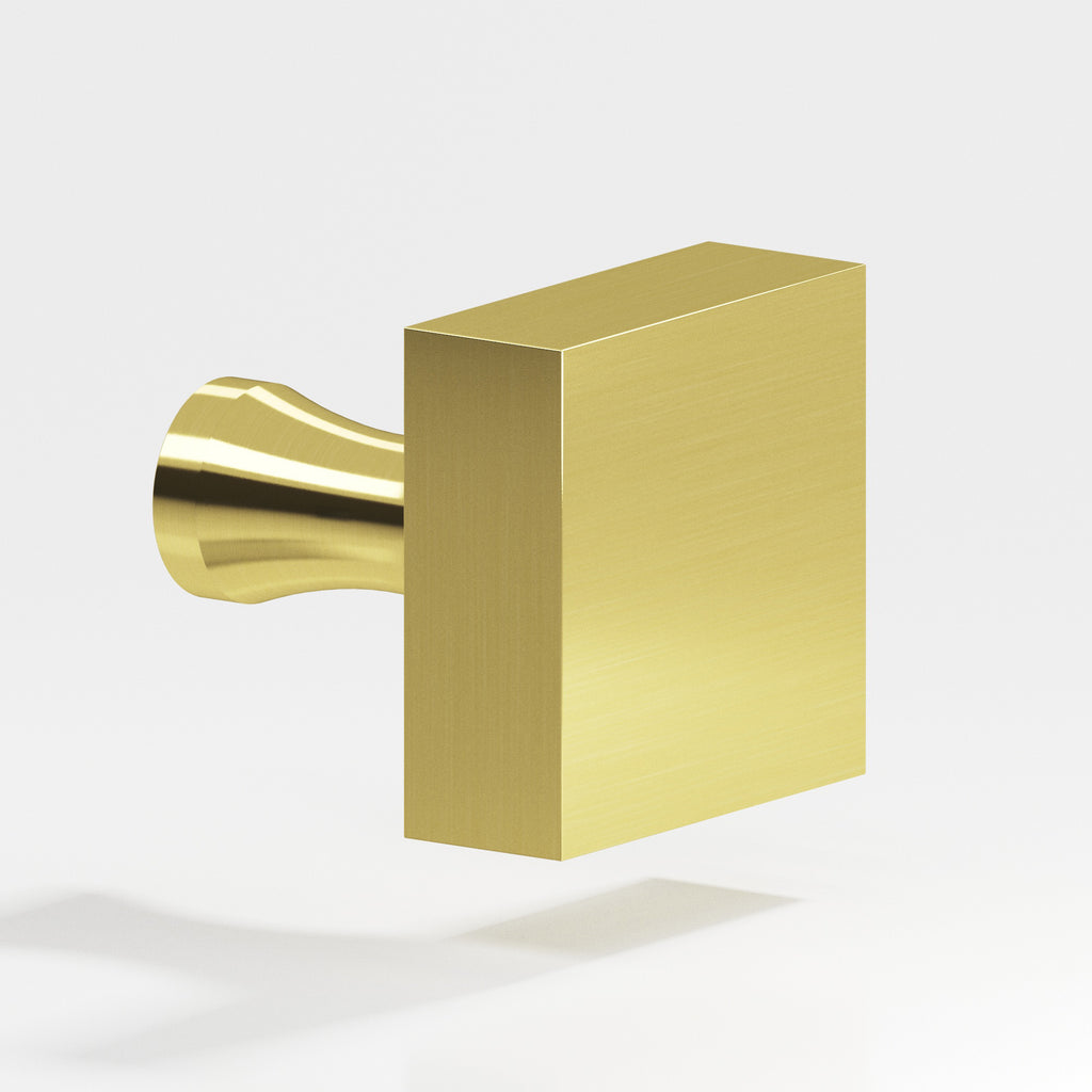 Colonial Bronze Series 122 1.5" Square Cabinet Knob With Flared Post Unlacquered Polished Brass / 1.5"