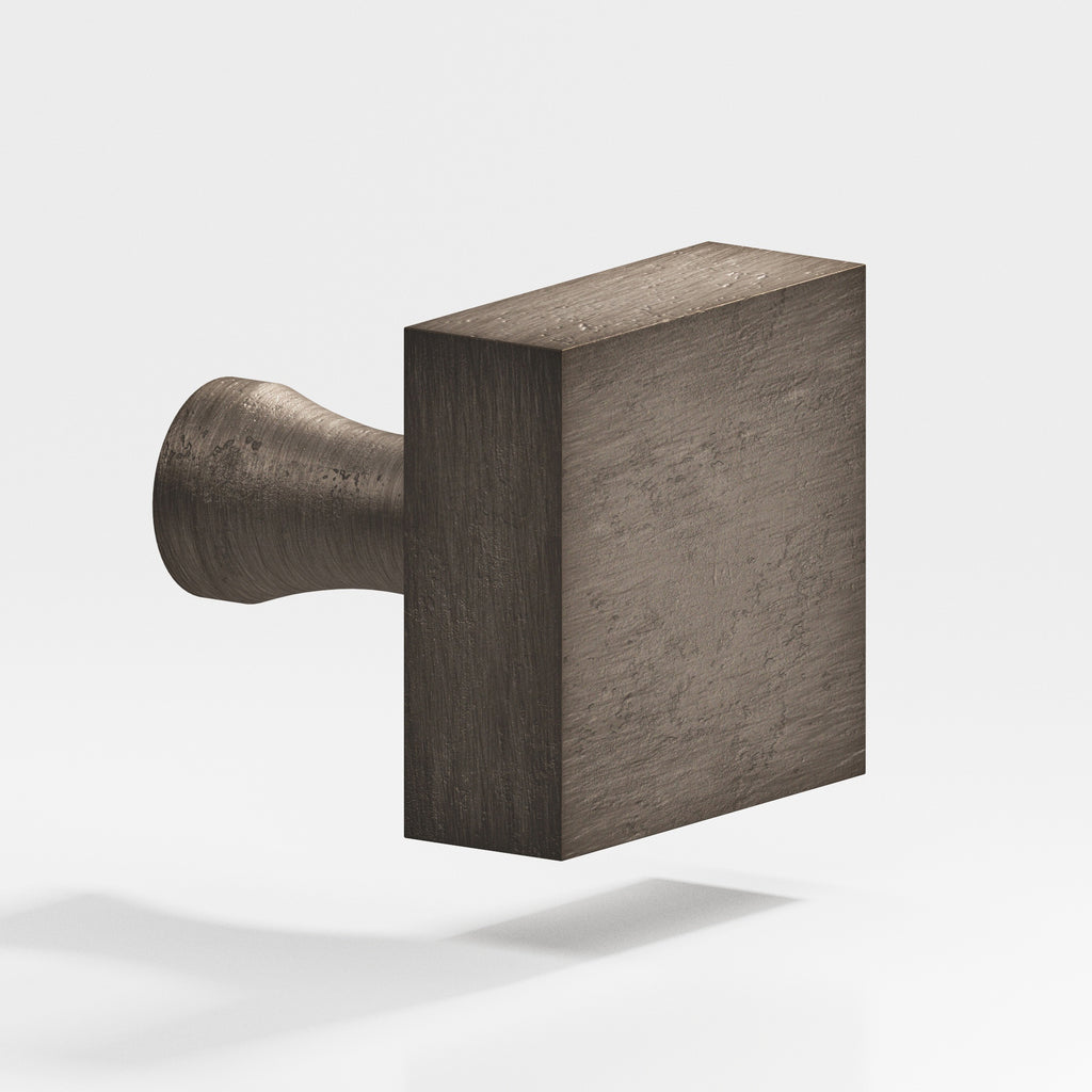 Colonial Bronze Series 122 1.5" Square Cabinet Knob With Flared Post Distressed Pewter / 1.5"