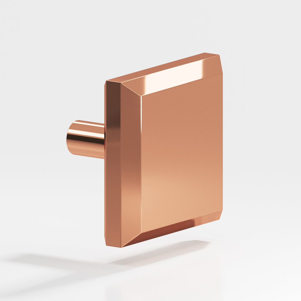 Colonial Bronze Series 126 1.25" Square Beveled Cabinet Knob With Straight Post Polished Copper / 1.25"