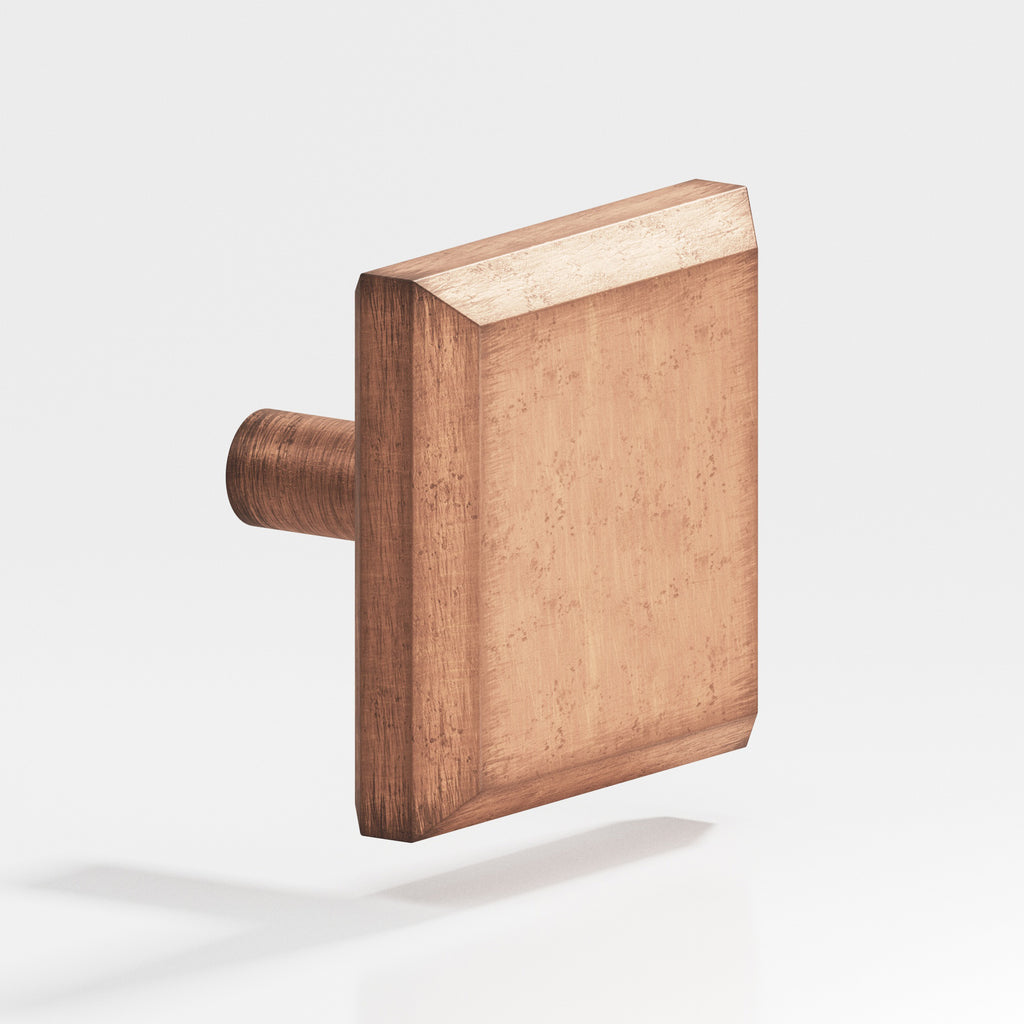 Colonial Bronze Series 126 1.25" Square Beveled Cabinet Knob With Straight Post Distressed Antique Copper / 1.25"