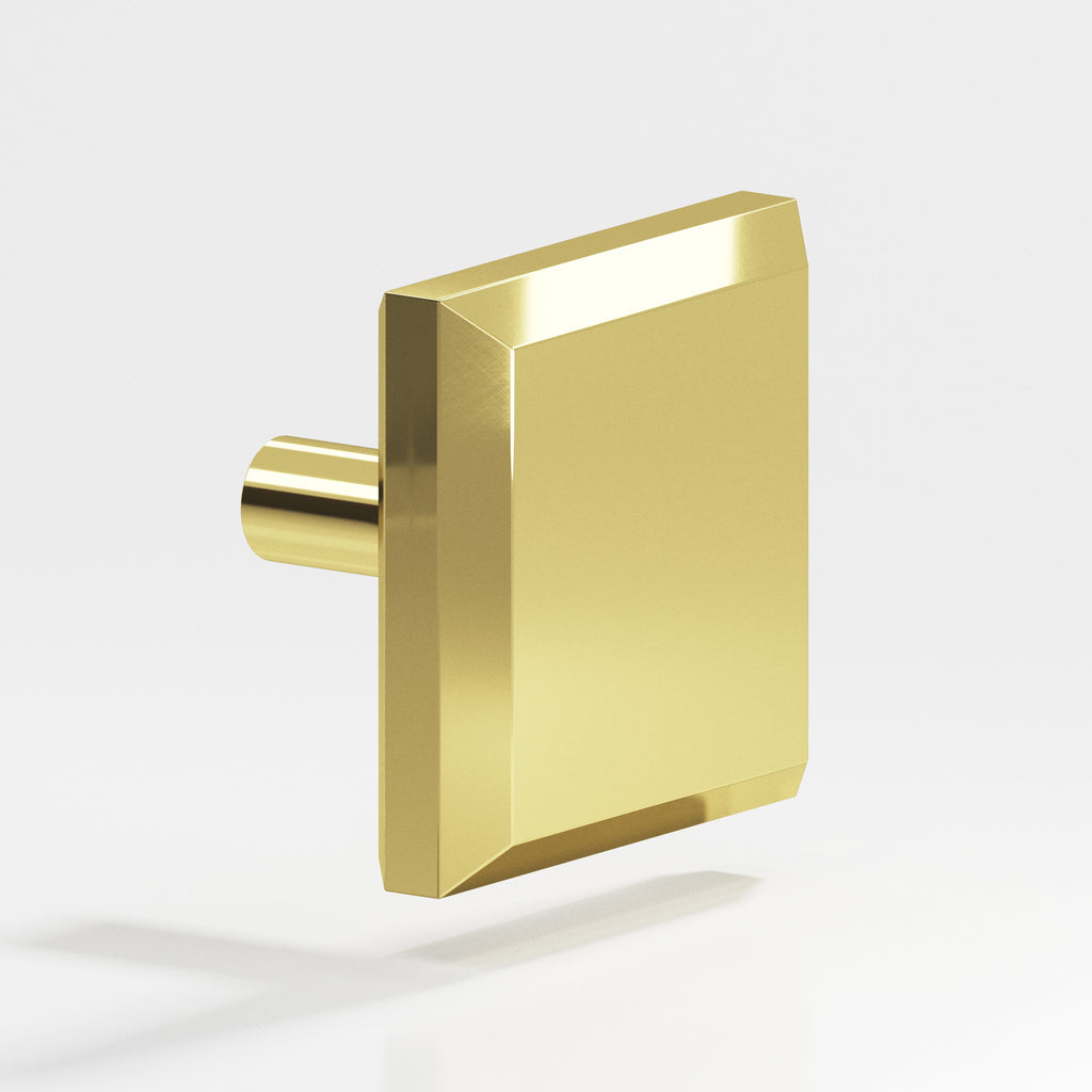 Colonial Bronze Series 126 1.25" Square Beveled Cabinet Knob With Straight Post Polished Brass / 1.25"