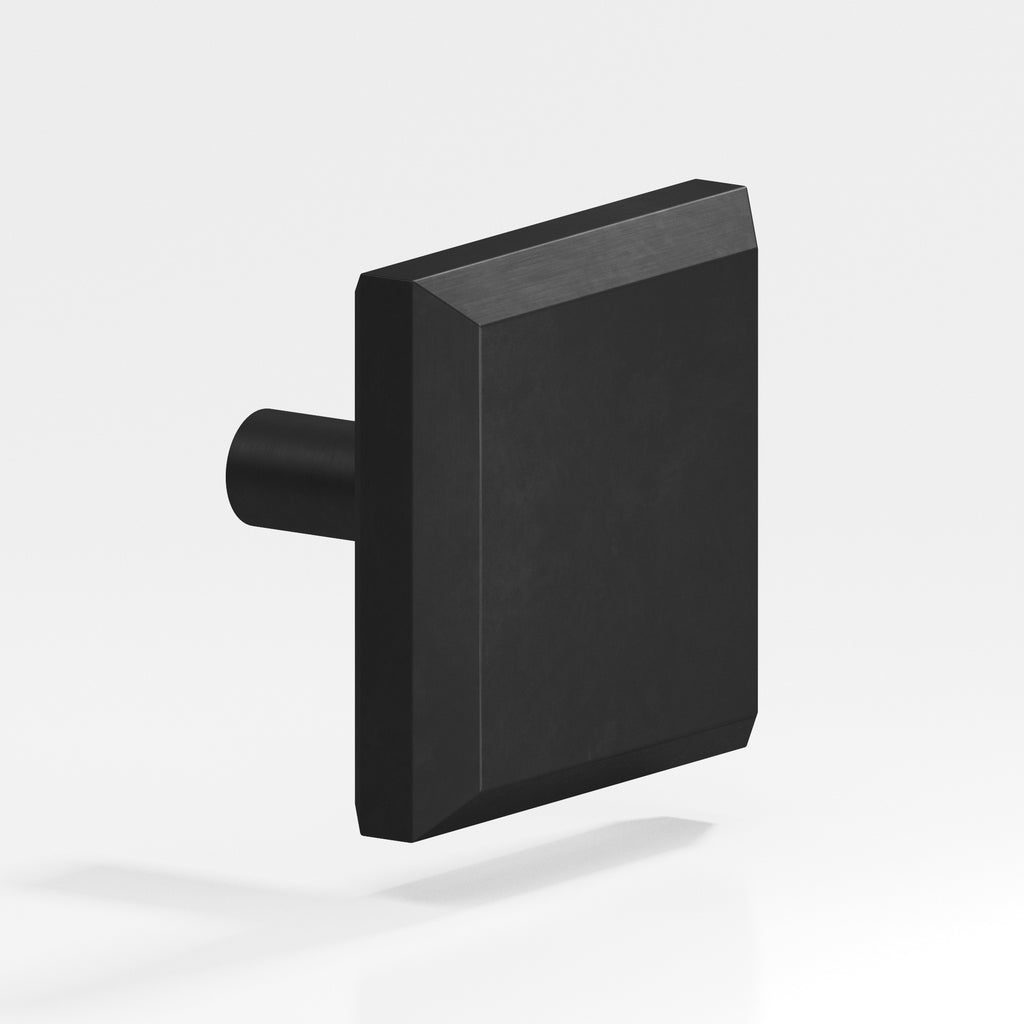 Colonial Bronze Series 126 1.25" Square Beveled Cabinet Knob With Straight Post Matte Satin Black / 1.25"