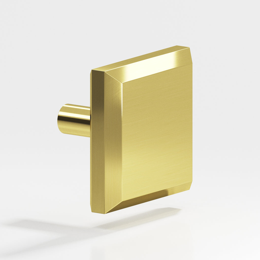 Colonial Bronze Series 126 1.25" Square Beveled Cabinet Knob With Straight Post Unlacquered Polished Brass / 1.25"