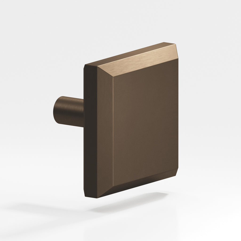 Colonial Bronze Series 126 1.25" Square Beveled Cabinet Knob With Straight Post Heritage Bronze / 1.25"