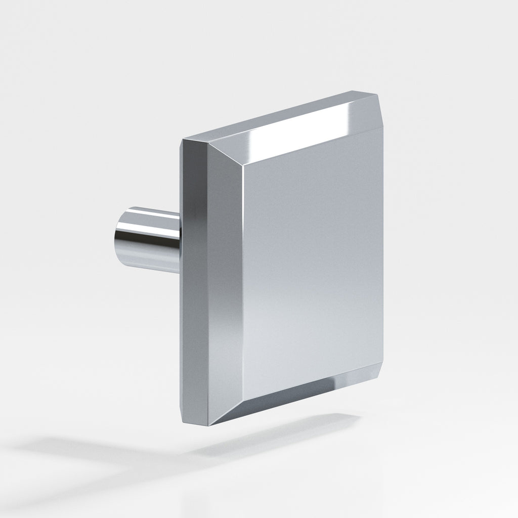 Colonial Bronze Series 126 1.25" Square Beveled Cabinet Knob With Straight Post Polished Chrome / 1.25"