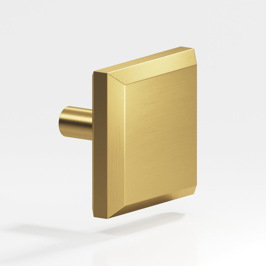 Colonial Bronze Series 126 1.25" Square Beveled Cabinet Knob With Straight Post Unlacquered Satin Brass / 1.25"
