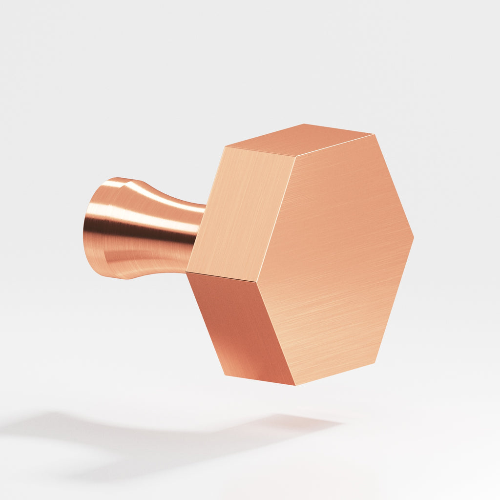 Colonial Bronze Series 130 1" Hexagonal Cabinet Knob With Flared Post Satin Copper / 1"