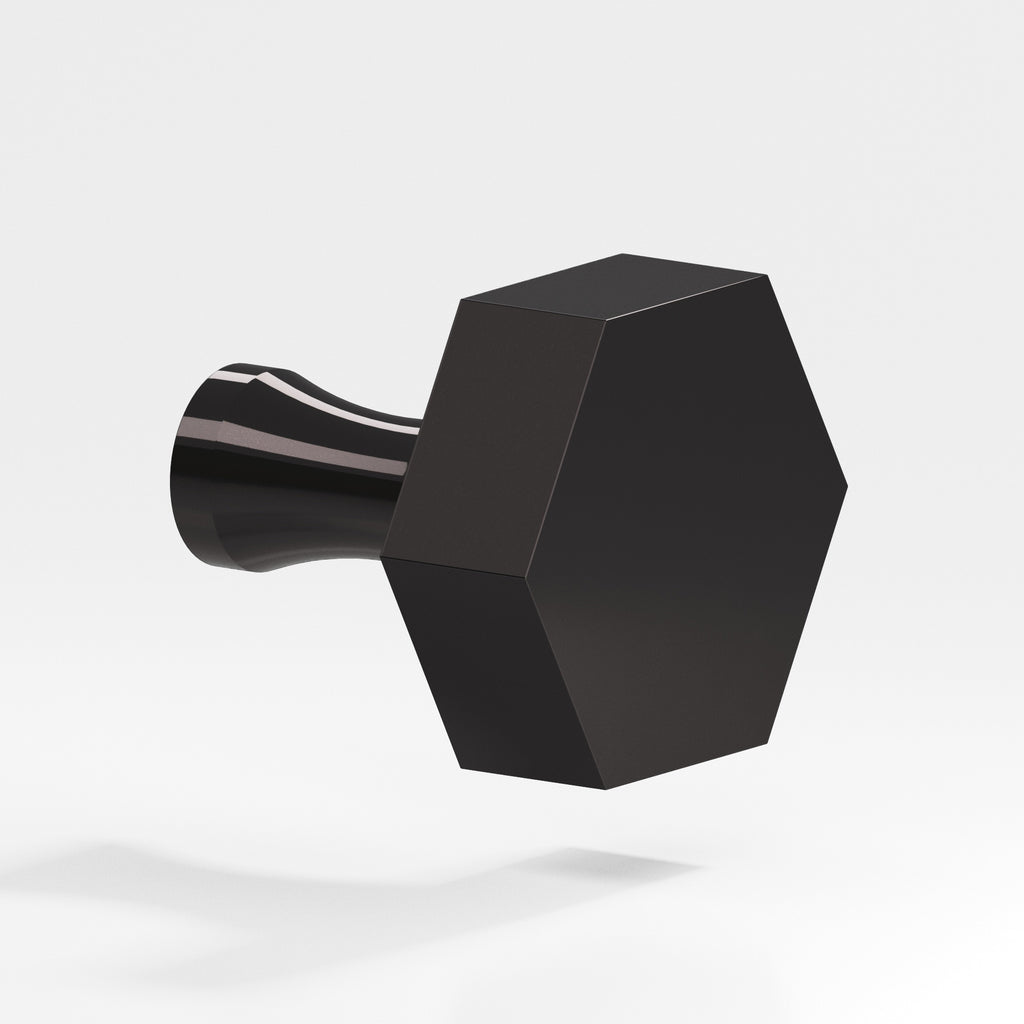 Colonial Bronze Series 130 1" Hexagonal Cabinet Knob With Flared Post Satin Black / 1"
